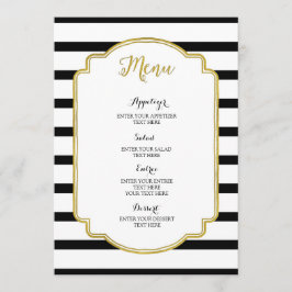 Goud Zwart en Wit Strepen Bruiloft Menu