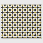 Goud, zwart, en witte Ruitvormige Ruiteitjes Cadeaupapier (Vlak)