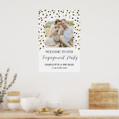 Goud Zwart Engagement Party Custom 20x30 Foto Poster (Keuken)