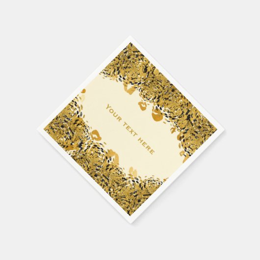 Goud & Zwart Exotisch Oerwoud Cheetah Cream Servet (Hoek)