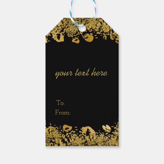 Goud & Zwart Exotisch Oerwoud Cheetah Elegant Cadeaulabel (Voorkant)