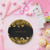 Goud & Zwart Exotisch Oerwoud Cheetah Glam Party Papieren Bordje (Feest)