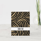Goud zwart Faux Glitter Zebra Print Dank u Bedankkaart (Voorkant)