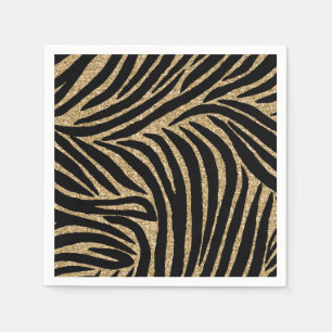 Goud zwart Faux Glitter Zebra Print Servetten
