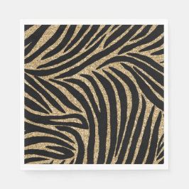 Goud zwart Faux Glitter Zebra Print Servetten