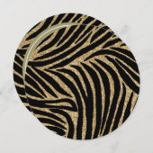 Goud zwart Faux Glitter Zebra Print Sweet Sixteen Kaart (Voorkant / Achterkant)