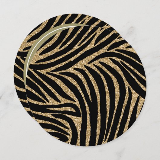 Goud zwart Faux Glitter Zebra Print Sweet Sixteen Kaart (Voorkant / Achterkant)