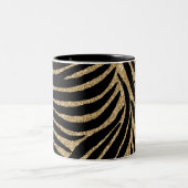 Goud Zwart Faux Glitter Zebra Print Tweekleurige Koffiemok (Center)