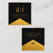 Goud Zwart Faux Goud Folie Rand Sieraden Designer Vierkante Visitekaartje (Voorkant / Achterkant)