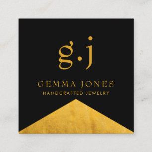 Goud Zwart Faux Goud Folie Rand Sieraden Designer Vierkante Visitekaartje