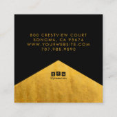 Goud Zwart Faux Goud Folie Rand Sieraden Designer Vierkante Visitekaartje (Achterkant)