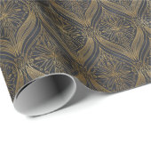 Goud Zwart Filigraan Damask Cadeaupapier (Rol Hoek)