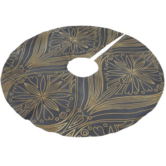 Goud Zwart Filigraan Damask Kerstboom Rok (Gekanteld)