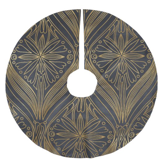 Goud Zwart Filigraan Damask Kerstboom Rok (Voorkant)