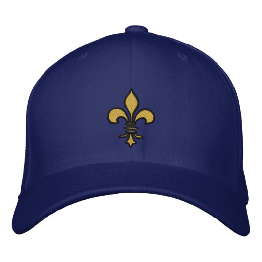 Goud/Zwart Fleur de lis Geborduurd Pet (Voorkant)