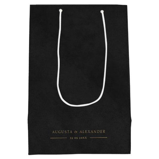 Goud & zwart fluweel imitatie bruiloft dank u medium cadeauzakje (Achterkant)