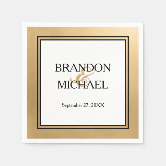 Goud Zwart Formeel Trouwpapier Servet (Voorkant)