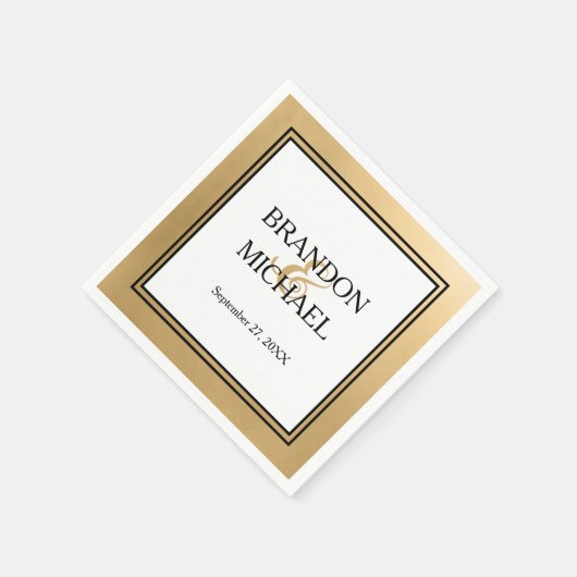 Goud Zwart Formeel Trouwpapier Servet (Hoek)