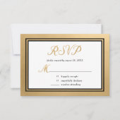 Goud Zwart Formele bruiloft RSVP Kaartje (Voorkant)