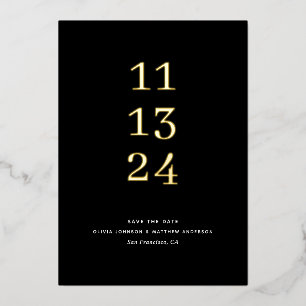 Goud zwart formele minimalistische bruiloft Save t Folie Uitnodiging