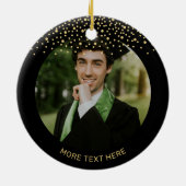 Goud & Zwart Foto Afstuderen Kerstcadeau Keramisch Ornament (Achterkant)