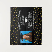 Goud zwart Gefeliciteerd Afgestudeerd Foto Klas va Wandkleed (Voorkant)