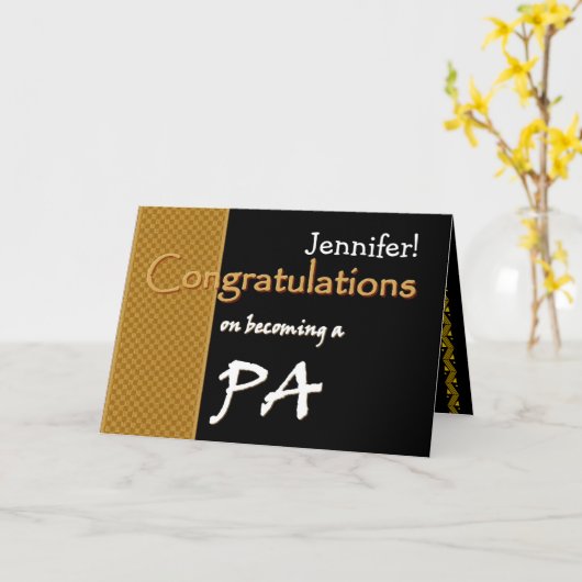 Goud Zwart Gefeliciteerd Physician's Assistant Kaart (Gele Bloem)