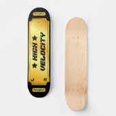 Goud/zwart gemonogrameerd "High Velocity"-skateboa Persoonlijk Skateboard (Voorkant)