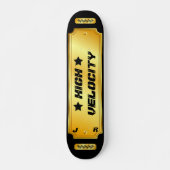 Goud/zwart gemonogrameerd "High Velocity"-skateboa Persoonlijk Skateboard (Voorkant)
