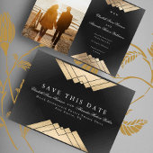 Goud Zwart Geometrisch Gatsby Folie Save The Date Aankondiging