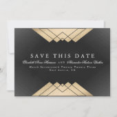 Goud Zwart Geometrisch Gatsby Folie Save The Date Aankondiging (Voorkant)
