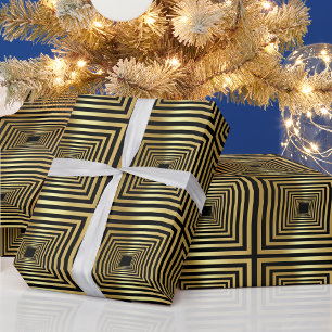 Goud zwart geometrisch luxe Wrapping Paper Cadeaupapier
