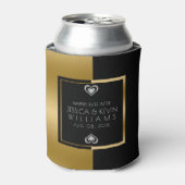 Goud & Zwart Geometrisch Ontwerp Bruiloft Sjabloon Blikjeskoeler (Blikje Voorkant)