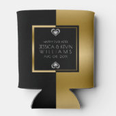 Goud & Zwart Geometrisch Ontwerp Bruiloft Sjabloon Blikjeskoeler (Achterkant)