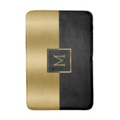 Goud & Zwart Geometrisch Ontwerp Monogram Badmat (Voorkant Verticaal)