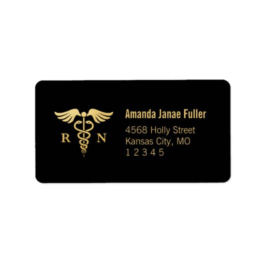 Goud & Zwart Gepersonaliseerd Verpleegkundige Adre Etiket (Voorkant)