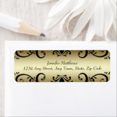 Goud Zwart Gepersonaliseerde Adresetiketten Swirls Etiket (Insitu)