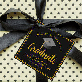 Goud Zwart Gepersonaliseerde Chic Graduation Party Bedankjes Labels