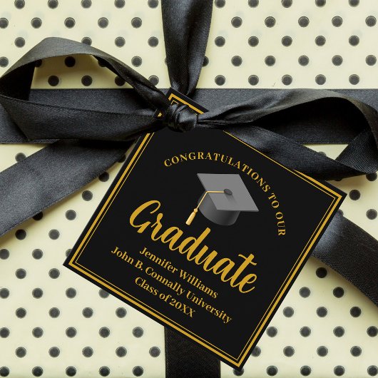 Goud Zwart Gepersonaliseerde Chic Graduation Party Bedankjes Labels