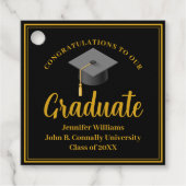 Goud Zwart Gepersonaliseerde Chic Graduation Party Bedankjes Labels (Voorkant)