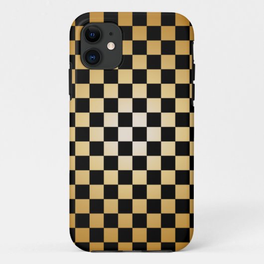 Goud & Zwart Geruit Grid iPhone 5 Hoesje (Achterkant)