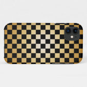 Goud & Zwart Geruit Grid iPhone 5 Hoesje (Achterkant (horizontaal))