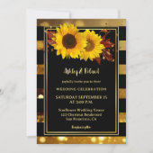 Goud Zwart Gestreepte Zonnebloem Bruiloft Kaart (Voorkant)