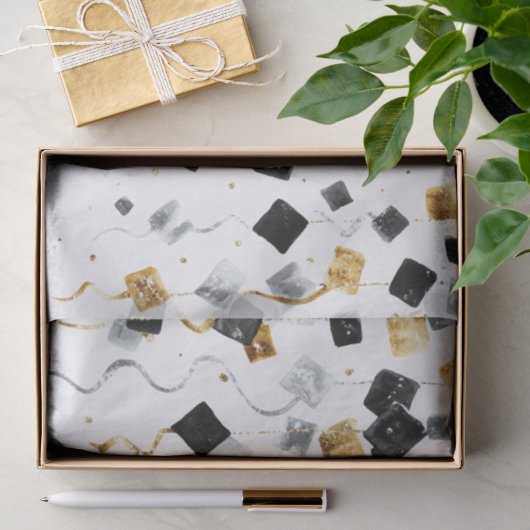 Goud Zwart Glam Confetti Kerstmis Tissuepapier (Geschenk)