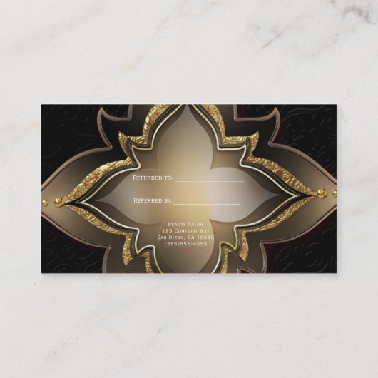 Goud Zwart Glam Exotic Flower Verwijs een Vriend K Aanbevelingskaartje (Achterkant)