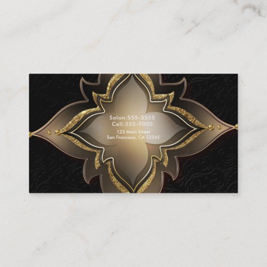 Goud Zwart Glam Exotisch Chique Bloem Elegant Clas Visitekaartje (Achterkant)
