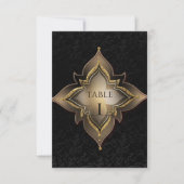 Goud Zwart Glam Exotische Chic Feest Tafel Nummer Kaart (Voorkant)