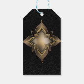Goud Zwart Glam Exotische Chique Bloem Party Favor Cadeaulabel (Achterkant)