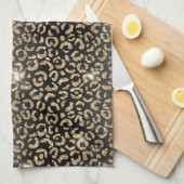 Goud Zwart Glam Glitter Luipaard Theedoek (Quarter Fold)