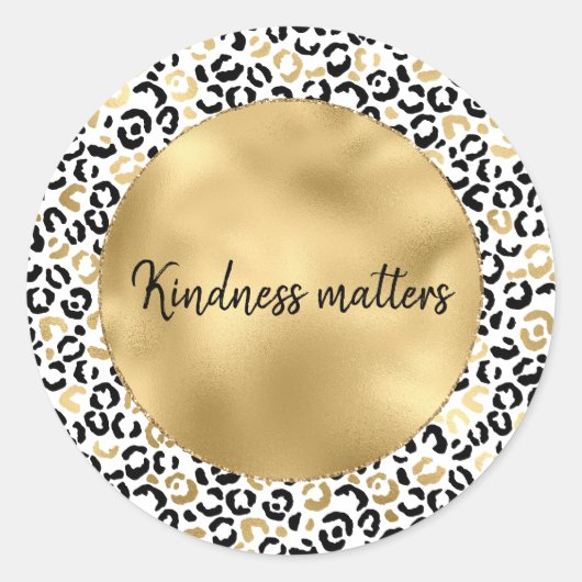 Goud Zwart Glam Leopard Print gepersonaliseerd Ronde Sticker (Voorkant)